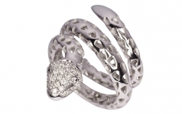 White gold ring with diamonds - Snake